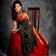 Black Ajrak Saree with Banarasi Silk Detailing
